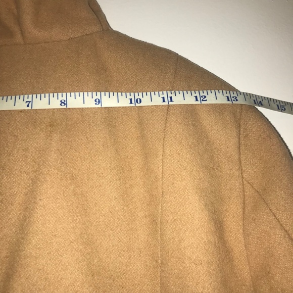 Old Navy Camel Ruffle Neck Peacoat S Tan Wool Blend - Preppy Old Money Chic - Picture 13 of 14